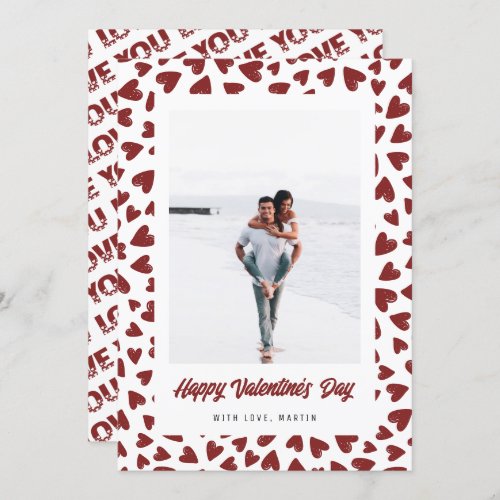 Red Hearts Love You Photo Valentines Day Card