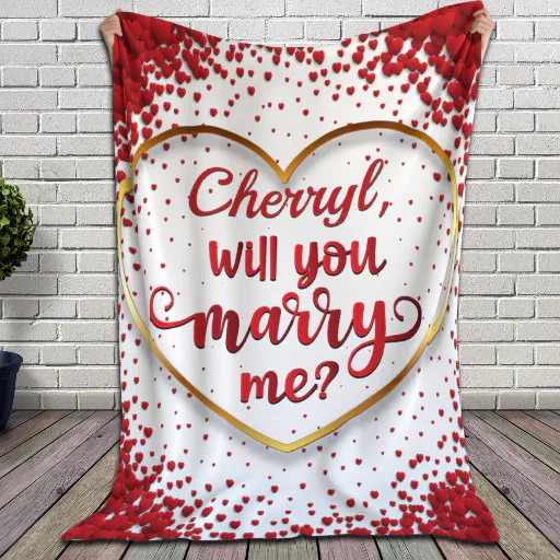 Red Hearts Marriage Proposal Will you Marry Me Sherpa Blanket