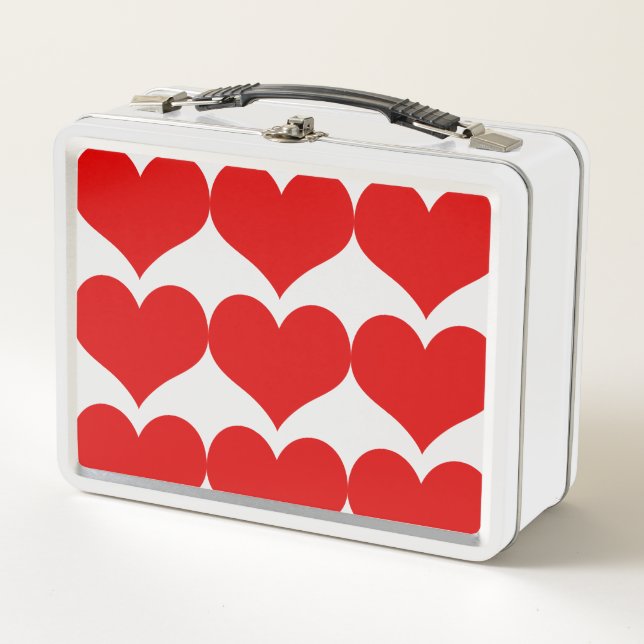 Red Hearts Metal Lunch Box (Front)