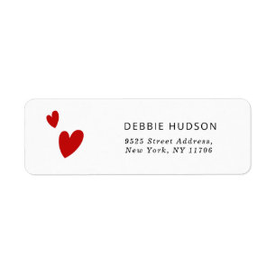 Red hearts minimalist elegant Return Address Label
