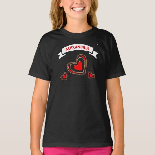  Red Hearts Modern Love Trendy Fun Personalize T_Shirt
