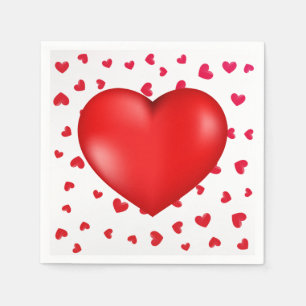Red hearts modern simple Valentine love Napkins