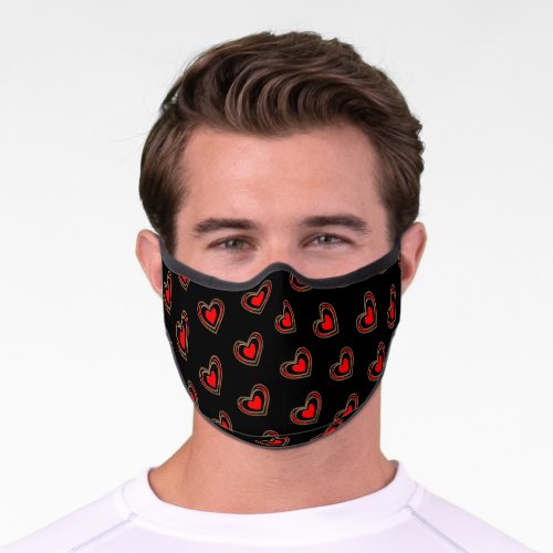 Red Hearts Modern Trendy Pattern Premium Face Mask