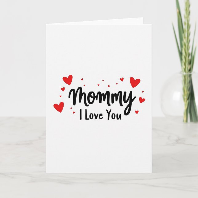 Red Hearts Mommy Love Card (Front)