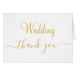 Red Hearts Monogram Gold White Wedding Thank You Cards