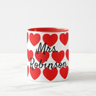 Red hearts Mrs. Coffee Mug