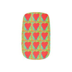 red hearts nail art