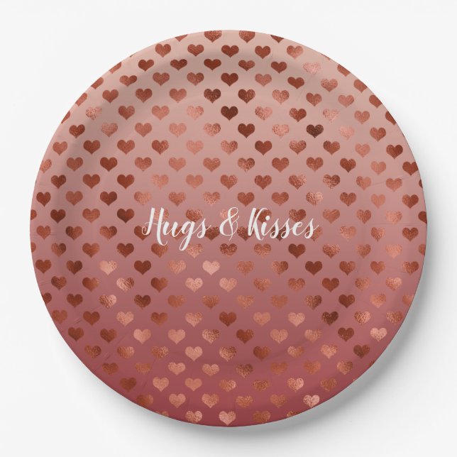 Red Hearts Ombre      Paper Plates (Front)
