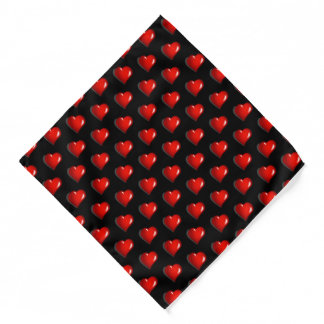 Red Hearts on Black Bandana