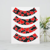 Red Hearts on Black Cupcake Liners / Wrappers (Standing Front)