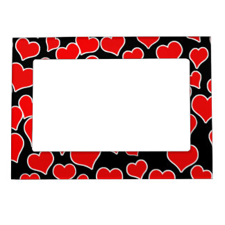Red Hearts on Black Magnetic Frame