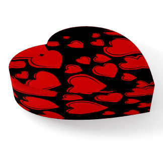 Red Hearts on Black Paperweight