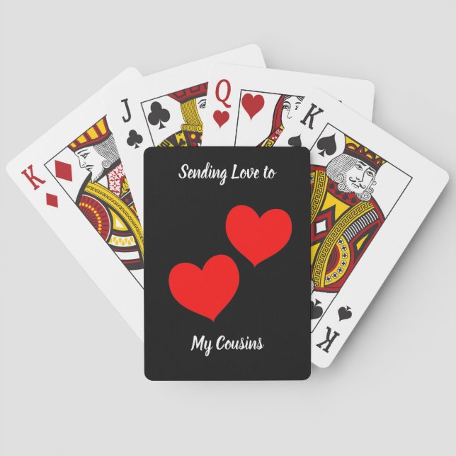 Red Hearts on Black Poker Cards (Back)