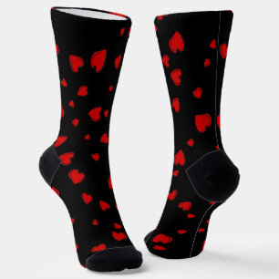 Red Hearts on Black Socks