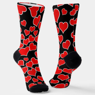 Red Hearts on Black Socks