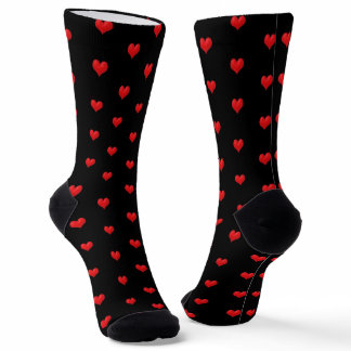 Red Hearts on Black Socks