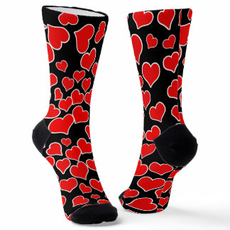 Red Hearts on Black Socks
