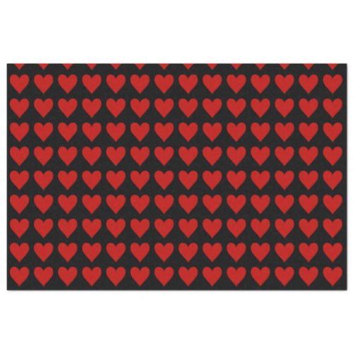 Red Hearts on Black Tissue Paper