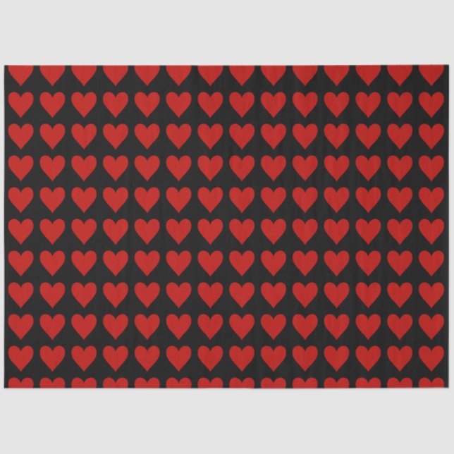 Red Hearts on Black Tissue Paper (Front)