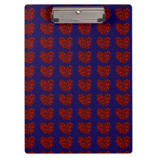 Red Hearts on Blue Clipboard