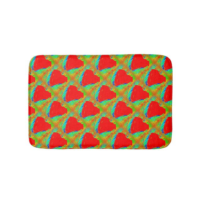 red hearts on green bathroom mat (Front)