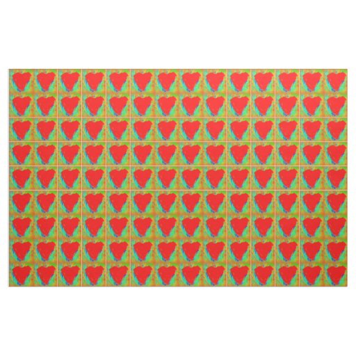 red hearts on green fabric