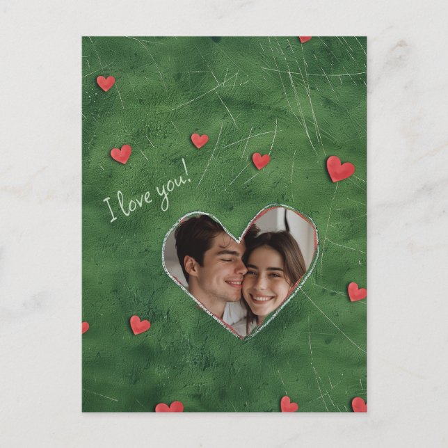 Red Hearts on Green Grass Postcard (Front)