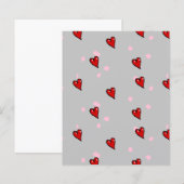 Red hearts on grey (Front/Back)