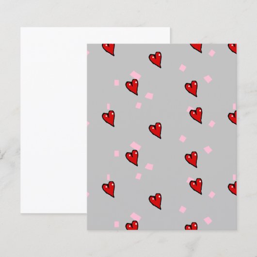 Red hearts on grey (Front/Back)