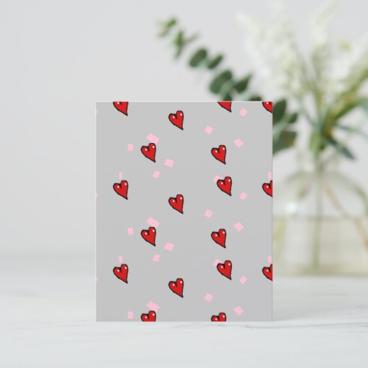 Red hearts on grey (Standing Front)