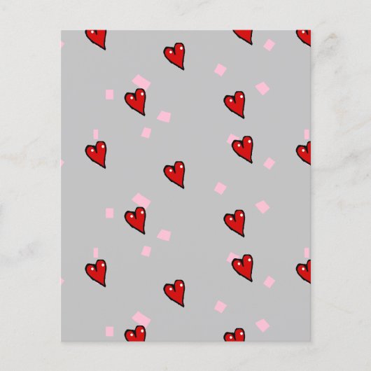 Red hearts on grey (Front)
