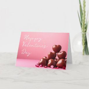 Red hearts on pink ground Valentine's Card