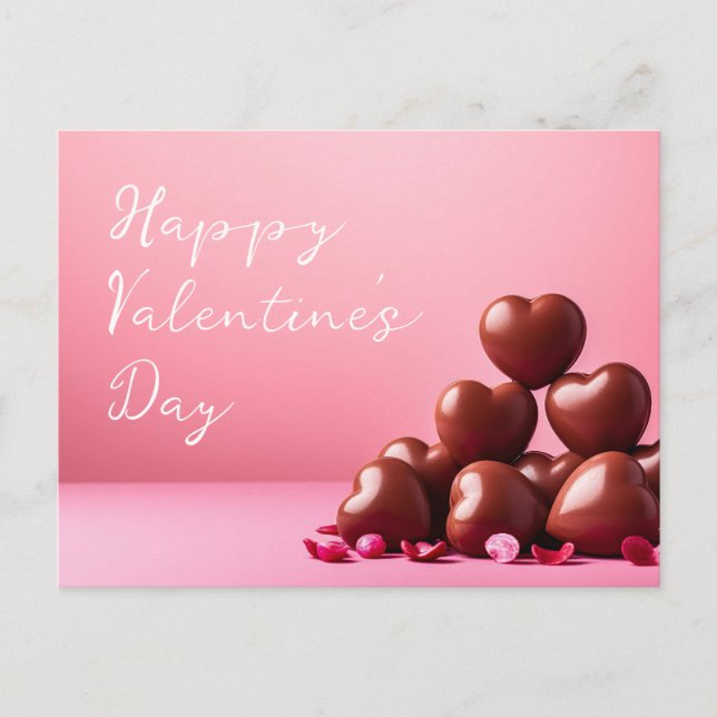 Red hearts on pink ground Valentine's Postcard (Front)