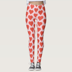 Red Hearts on Pink Leggings