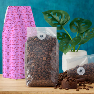 Red hearts on pink pickleball paddle roasted coffee