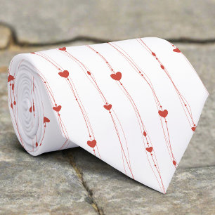 Red Hearts On Ribbons Seamless Pattern Valentine Neck Tie
