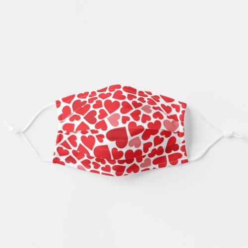 Red Hearts On White Cloth Face Mask Cover