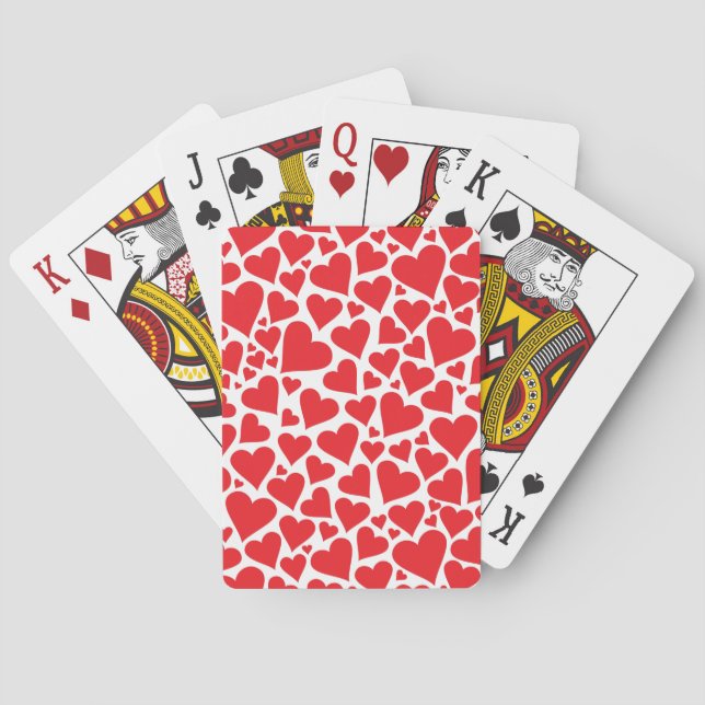Red Hearts on White Playing Cards (Back)