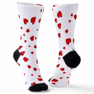 Red Hearts on White Socks