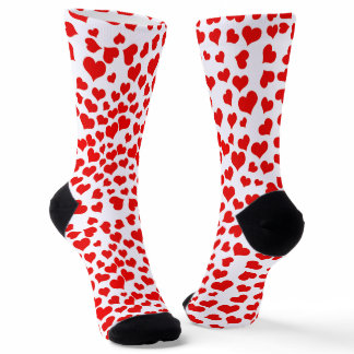 Red Hearts on White Socks