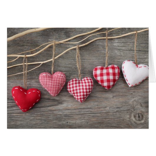 Red Hearts on Wooden Table (Front Horizontal)