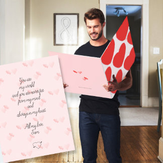 Red Hearts Oversize Custom Message Love You Card