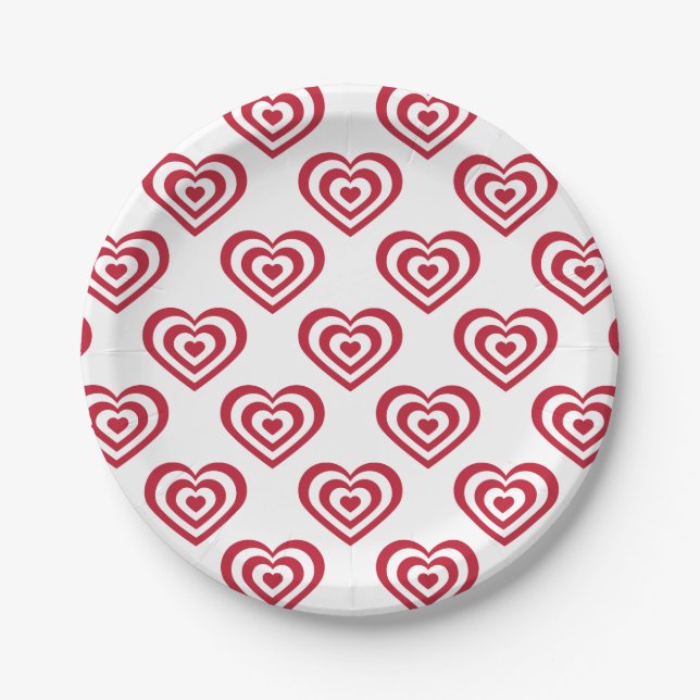 Red Hearts Paper Plates (Front)