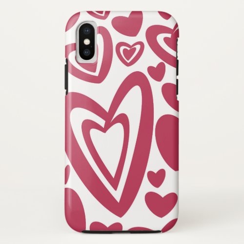 Red Hearts Pattern 1 love decor art iPhone X Case