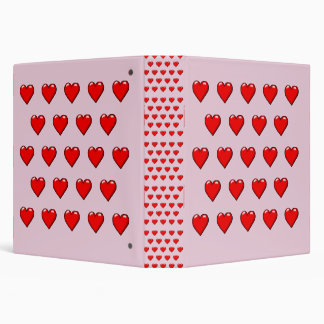 Red Hearts Pattern 3 Ring Binder