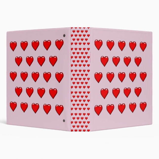 Red Hearts Pattern 3 Ring Binder (Background)