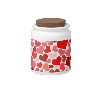 Red hearts pattern candy jar