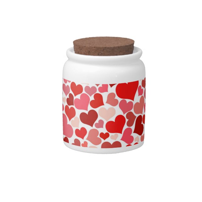 Red hearts pattern candy jar (Front)