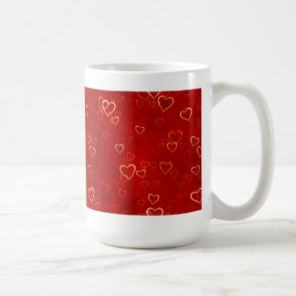red hearts pattern coffee mug
