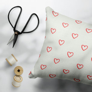 Red Hearts Pattern, Cute, Love Accent Pillow